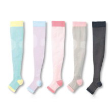 Novo produto de moda slimm body light color open toe coxa meias de alta compressão femininas